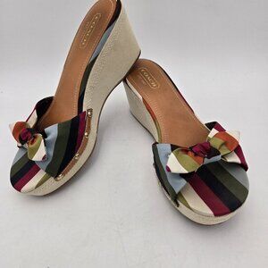 Coach Lorah Wedge Knot Platform Sandals Women Size 9.5 Platform Slides A8208 New